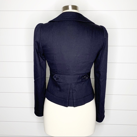 Adorable Nanette Lepore Navy Puff Sleeve Blazer - Picture 7 of 9